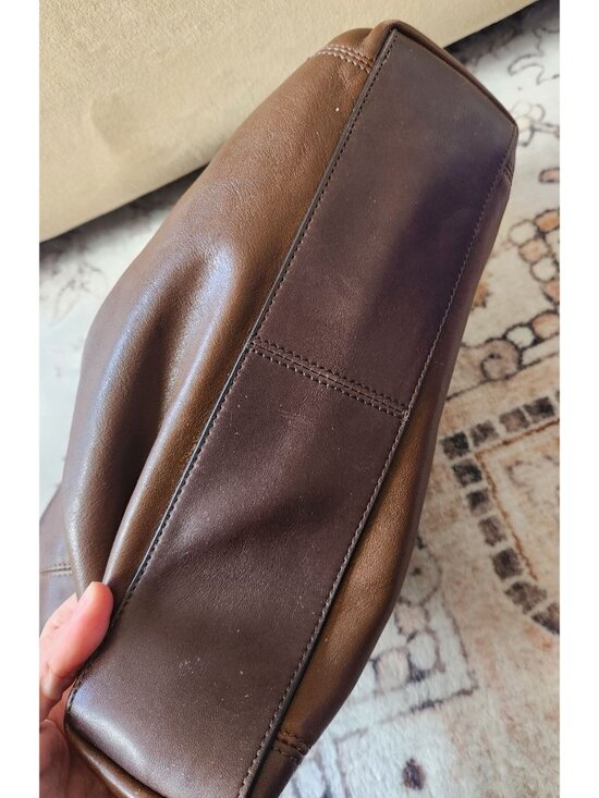 Tumi 12 Inch Brown Leather Crossbody Adjustable Bag - Picture 8 of 11